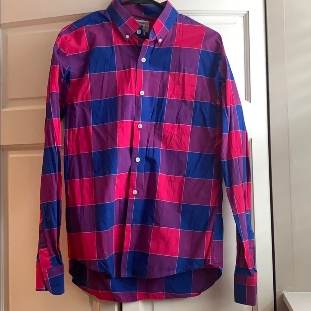 Mens Bonobos Plaid Casual Button Down